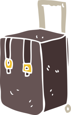 Bir insan tarafından çizilen bagajın düz renk çizimi