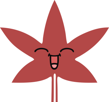 Bir insan tarafından çizilen sonbahar yaprağının düz renk retro karikatürü