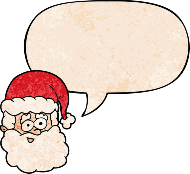 bir insan tarafından çizilmiş eski moda konuşma baloncuklu çizgi film Noel Baba 'sı