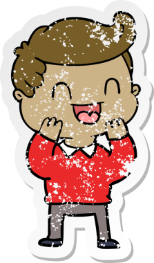 Bir insan tarafından çizilmiş mutlu bir adamın sıkıntılı çıkartması.