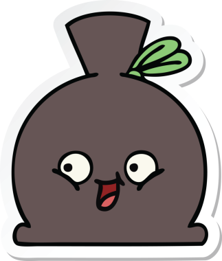 Bir insan tarafından çizilmiş şirin bir karikatür çuvalı.