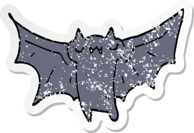 Bir insan tarafından çizilmiş şirin bir cadılar bayramı yarasasının hüzünlü çıkartması.