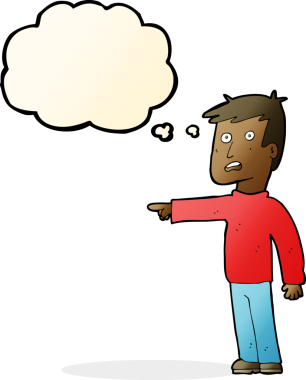 Bir insan tarafından çizilmiş düşünce baloncuğu olan bir adam.