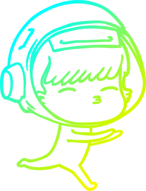 Bir insan tarafından çizilmiş soğuk gradyan çizgi çizimi meraklı bir astronot.