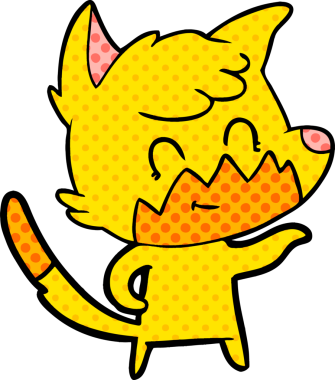 Bir insan tarafından çizilmiş tilki çizgi film karakteri