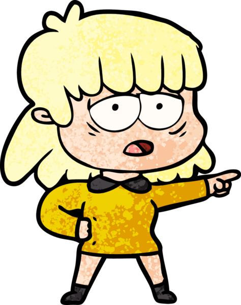 Bir insan tarafından çizilmiş çizgi film yorgunu kadın.