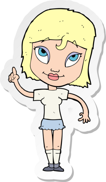 Bir insan tarafından çizilmiş fikri olan bir karikatür kadının çıkartması.