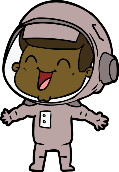 Bir insan tarafından çizilmiş mutlu astronot çizgi filmi.