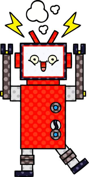 bir insan tarafından çizilmiş bir robotun çizgi roman tarzı