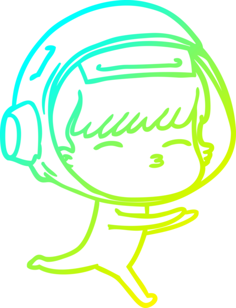 Bir insan tarafından çizilmiş soğuk gradyan çizgi çizimi meraklı bir astronot.