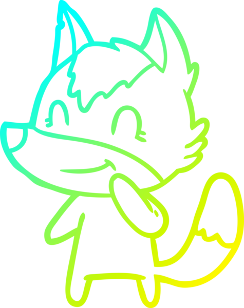 Bir insan tarafından çizilmiş dost canlısı bir kurt çizgi çizimi.