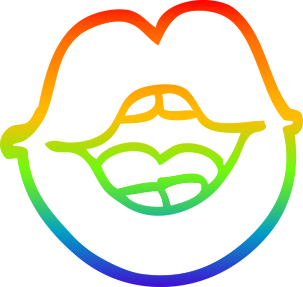 Bir insan tarafından çizilen kırmızı dudakların çizgi çizimi.