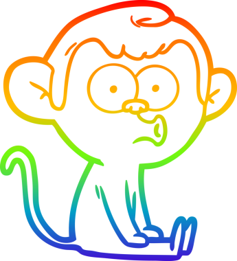 gökkuşağı gradyan çizgi çizimi bir insan tarafından çizilmiş öten maymun