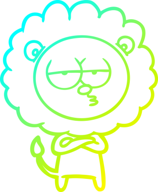 Bir insan tarafından çizilen ve canı sıkılan bir aslanın soğuk çizgi çizimi.