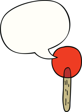 bir insan tarafından çizilmiş konuşma balonlu şeker lolipopu.