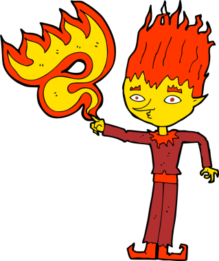 Bir insan tarafından çizilmiş ateş ruhu karikatürü.