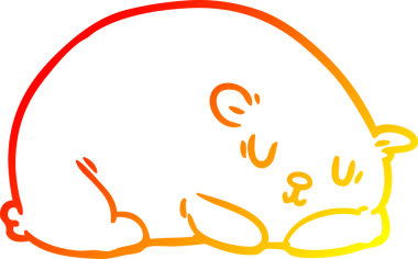 Uykulu bir kutup ayısının insan tarafından çizilmiş sıcak çizgi çizimi