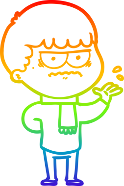 Gökkuşağı gradyan çizgi çizimi Bir insan tarafından çizilmiş rahatsız bir adam