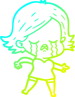 Bir insan tarafından çizilmiş ve ağlayan bir çizgi film kızı çizimi