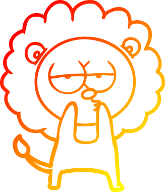 Bir insan tarafından çizilmiş yorgun bir aslanın çizgi çizimi.