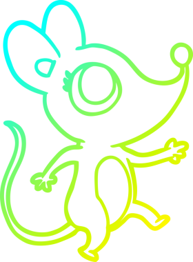 Bir insan tarafından çizilmiş şirin bir farenin soğuk gradyan çizgisi