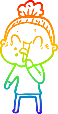 Gökkuşağı gradyan çizgi çizimi Bir insan tarafından çizilmiş mutlu yaşlı kadın