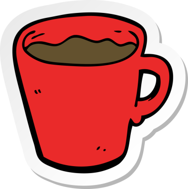 Bir insan tarafından çizilmiş bir kahve fincanının çıkartması.