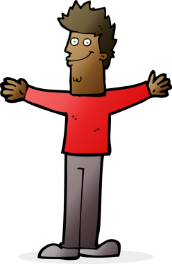 Bir insan tarafından çizilmiş mutlu bir adam.