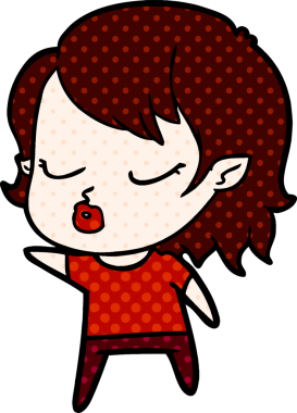 Bir insan tarafından çizilmiş şirin vampir kız çizgi filmi.