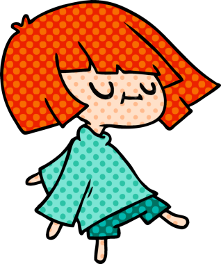 Bir insan tarafından çizilmiş tatlı bir kawai kızının serbest çizimi.