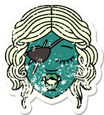 Retro Dövme Biçimli Ork karakteri bir insan tarafından çizilmiş