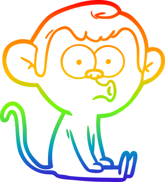 gökkuşağı gradyan çizgi çizimi bir insan tarafından çizilmiş öten maymun