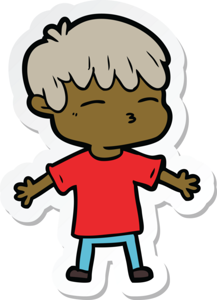 Bir insan tarafından çizilmiş meraklı bir çocuğun çıkartması.