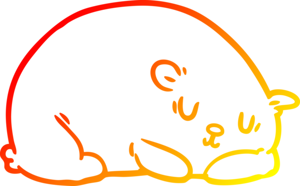 Uykulu bir kutup ayısının insan tarafından çizilmiş sıcak çizgi çizimi