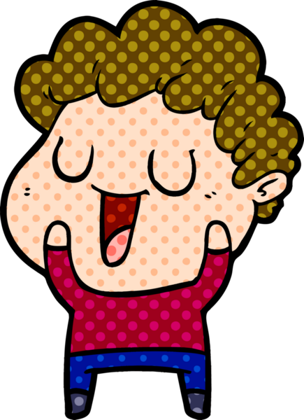 Bir insan tarafından çizilmiş gülen karikatür adam.