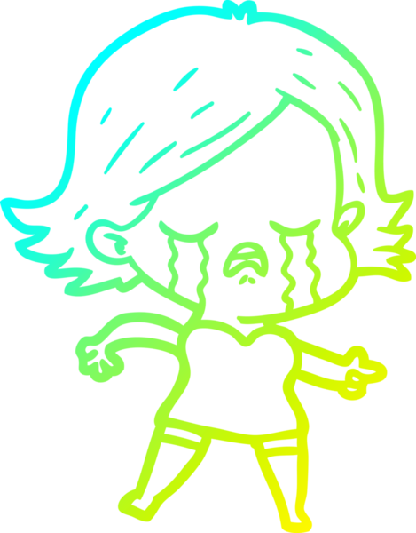 Bir insan tarafından çizilmiş ve ağlayan bir çizgi film kızı çizimi