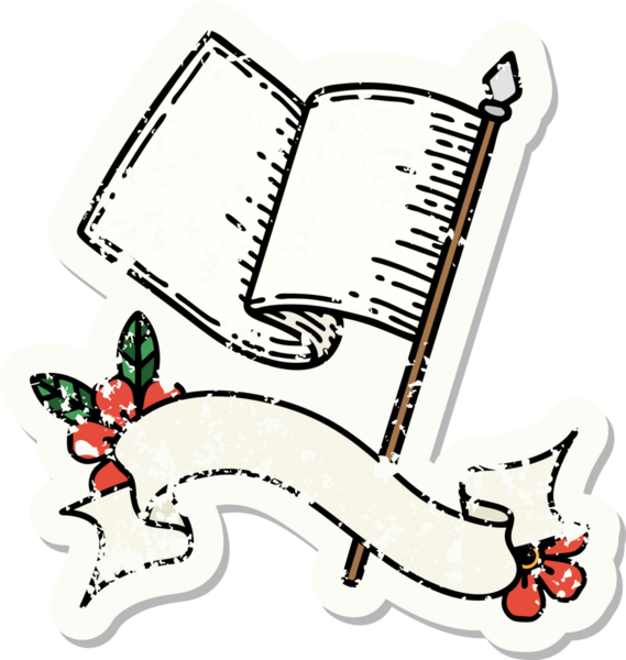 Bir insan tarafından çizilmiş beyaz bayrağın bayrağını taşıyan eski bir etiket.