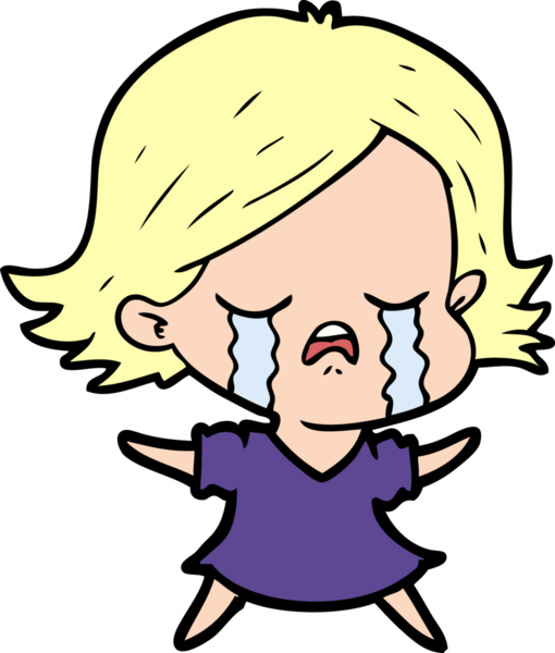 Bir insan tarafından çizilmiş ağlayan çizgi film kızı.