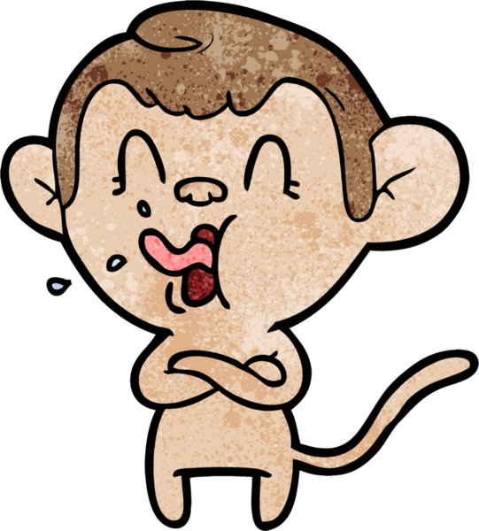 Bir insan tarafından çizilmiş çılgın çizgi film maymunu