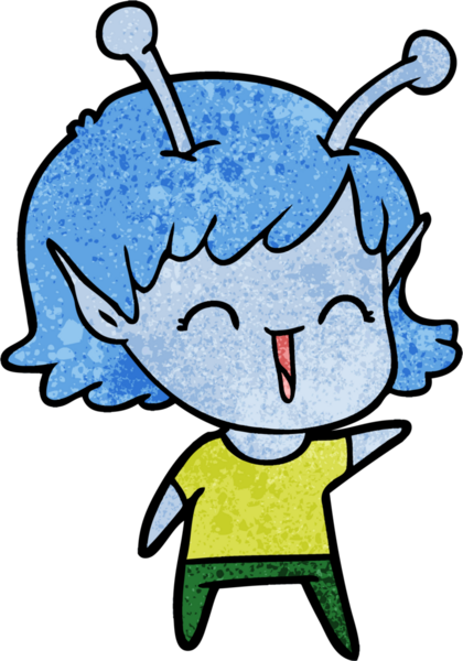 Bir insan tarafından çizilmiş uzaylı kız.