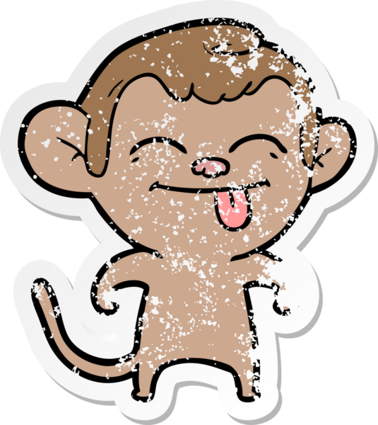 Bir insan tarafından çizilmiş komik bir maymunun sıkıntılı çıkartması.