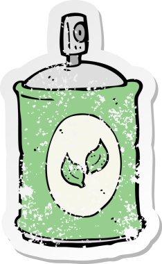 Bir insan tarafından çizilmiş doğal sprey çizgi filmin gerilimli yapıştırması.