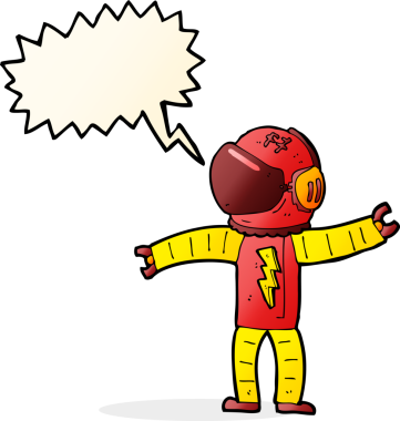 Bir insan tarafından çizilmiş konuşma balonu olan bir astronot.