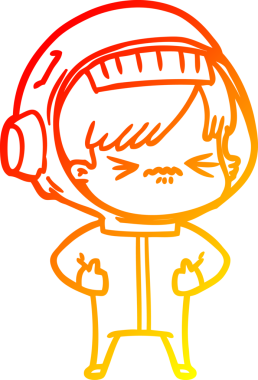 Bir insan tarafından çizilmiş kızgın bir uzay kızının sıcak çizgi çizimi