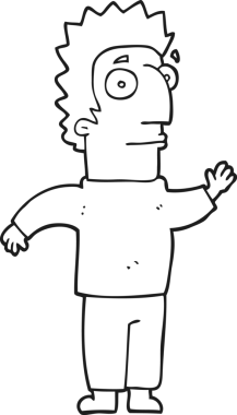 Bir insan tarafından çizilmiş siyah beyaz bir karikatür.