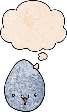 Bir insan tarafından çizilmiş grunge desenli düşünce baloncuklu çizgi film yumurtası.