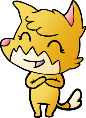 Bir insan tarafından çizilmiş mutlu çizgi film tilkisi.