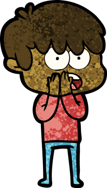 Bir insan tarafından çizilmiş endişeli çizgi film çocuğu.