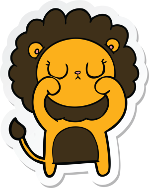 Bir insan tarafından çizilmiş karikatür aslanının çıkartması.