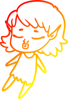 Bir insan tarafından çizilmiş güzel bir elf kızının sıcak çizgi çizimi